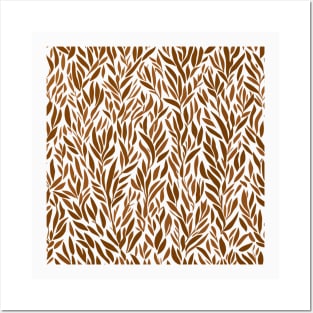 Seamless pattern with brown leaves Posters and Art